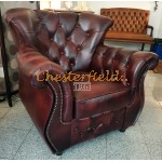 Monk Chesterfield fåtölj oxblod (A7) i färg helt i äkta skinn