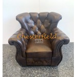 Monk Chesterfield fåtölj mellanbrun (A5M) i färg helt i äkta skinn