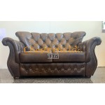 Monk-A Chesterfield 2+1+1 soffgrupp (A5M) mellanbrun i färg helt i äkta skinn