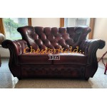 Monk Chesterfield 2 sits soffa (A7) oxblod i färg helt i äkta skinn