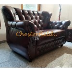 Monk Chesterfield 3+2+1 soffgrupp (A7) oxblod i färg helt i äkta skinn