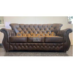 Monk Chesterfield 3 sits soffa mellanbrun (A5M) i färg helt i äkta skinn