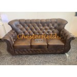 Monk Chesterfield 3 sits soffa mellanbrun (A5M) i färg helt i äkta skinn