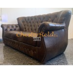 Monk Chesterfield 3 sits soffa mellanbrun (A5M) i färg helt i äkta skinn