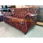 Monk Chesterfield 3 sits soffa oxblod (A7) i färg helt i äkta skinn