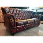 Monk Chesterfield 3 sits soffa oxblod (A7) i färg helt i äkta skinn