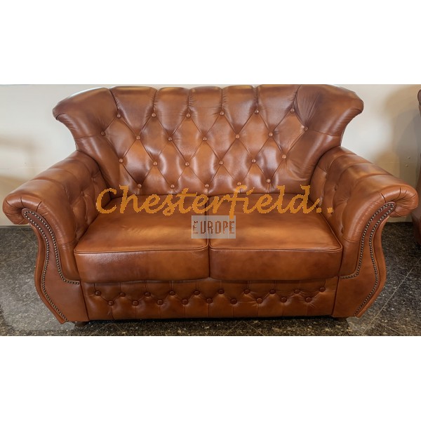 Monk Chesterfield 2 sits soffa (C12) whisky i färg helt i äkta skinn