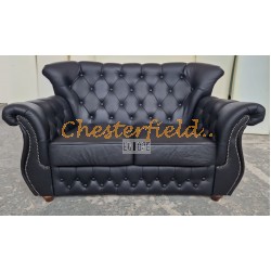 Monk Chesterfield 2 sits soffa (K70) svart i färg helt i äkta skinn