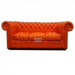 Klassisk XL Chesterfield 3 sits soffa (K6) apelsin i färg helt i äkta skinn