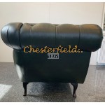 Divan Chesterfield (vänster) A8 antikgrön i färg helt i äkta skinn