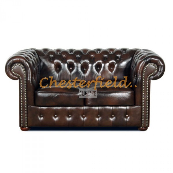 Klassisk XL Chesterfield 2 sits soffa (A5) brun i färg helt i äkta skinn