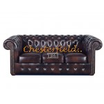Klassisk Chesterfield 3 sits soffa (A5) brun i färg helt i äkta skinn