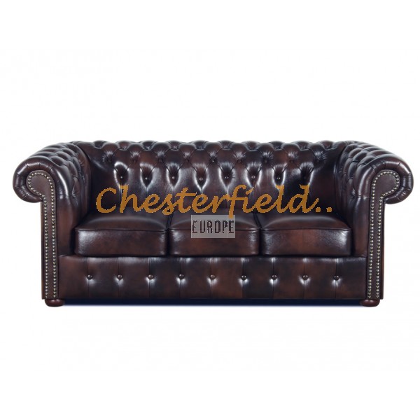 Klassisk Chesterfield XL 3 sits soffa (A5) brun i färg helt i äkta skinn