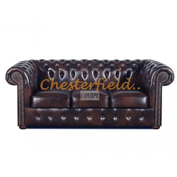 Klassisk Chesterfield XL 3 sits soffa (A5) brun i färg helt i äkta skinn