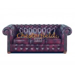 Klassisk Chesterfield 3 sits soffa (A7) oxblod i färg helt i äkta skinn