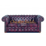 Klassisk XL Chesterfield 3 sits soffa (A7) oxblod i färg helt i äkta skinn