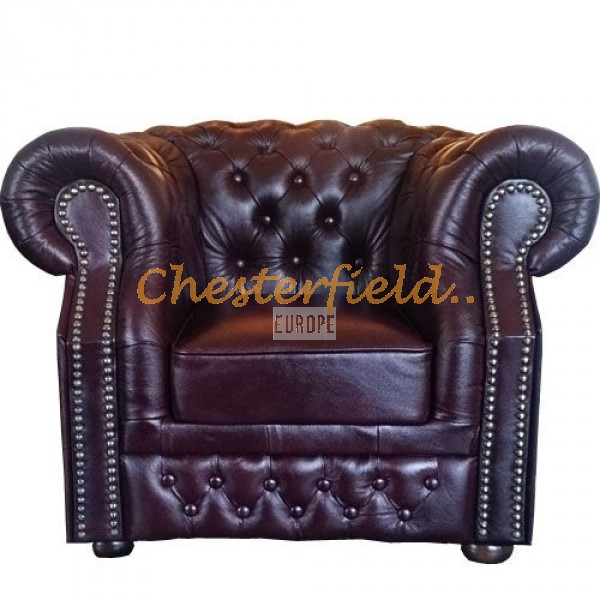 Windsor XL oxblod (A7) Chesterfield fåtölj helt i äkta skinn