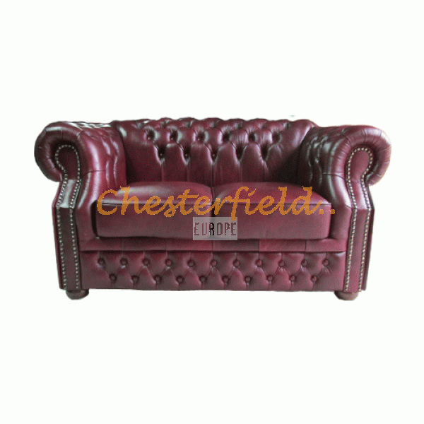 Windsor Chesterfield 2 sits soffa (A7) oxblod i färg helt i äkta skinn