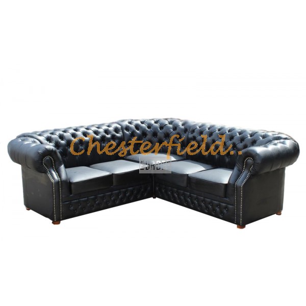 Windsor svart (k70) Chesterfield hörnsoffa med 2 + 2 sits