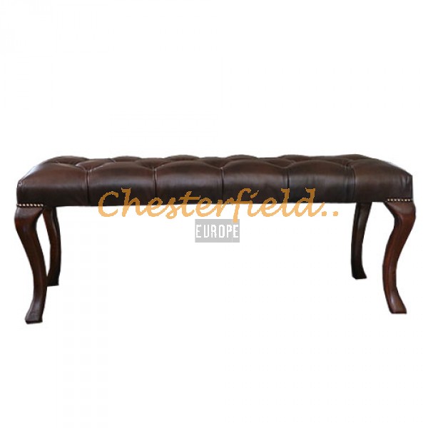 Chesterfield bänk antikbrun (A5) i färg helt i äkta skinn