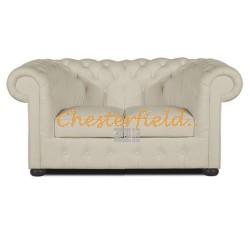 Klassisk Chesterfield 2 sits soffa (K2) vanilj i färg helt i äkta skinn