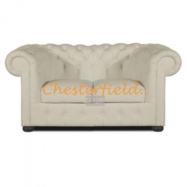 Klassisk Chesterfield 2 sits soffa (K2) vanilj i färg helt i äkta skinn