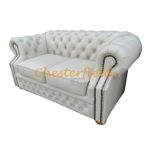 Windsor Chesterfield 2 sits soffa (K2) vanilj i färg helt i äkta skinn