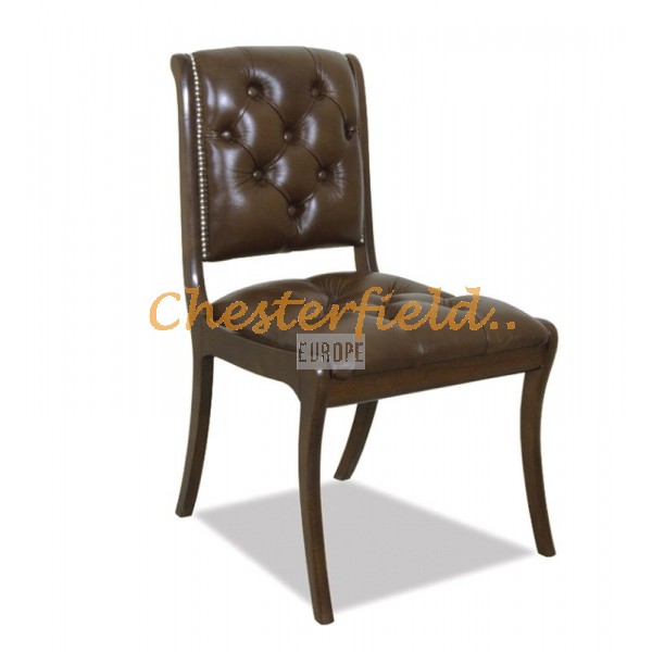 Chesterfield Manchester stol brun i färg A5 helt i äkta skinn