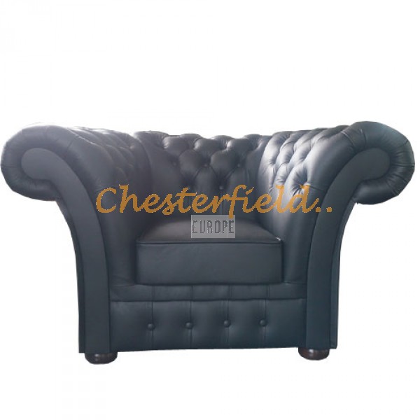 Windchester svart (k70) Chesterfield fåtölj helt i äkta skinn 