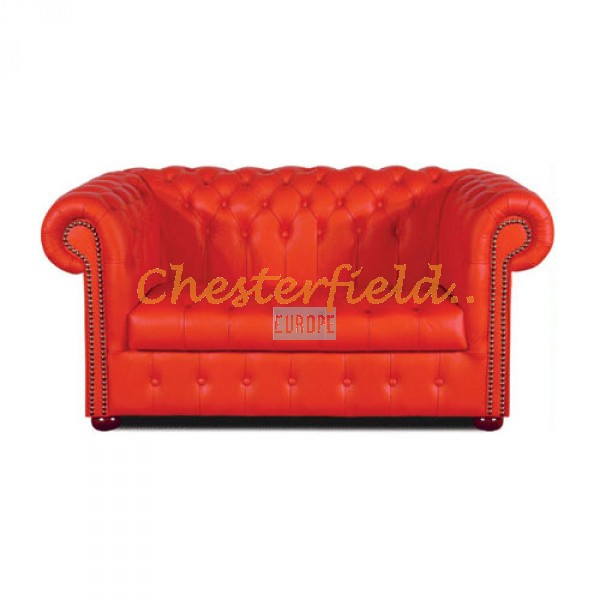 Williams XL Chesterfield 2 sits soffa (K55) röd i färg helt i äkta skinn