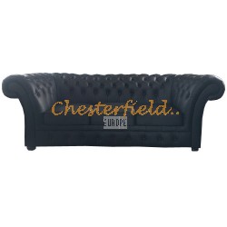 Windchester Chesterfield 3 sits soffa (K70) svart i färg helt i äkta skinn