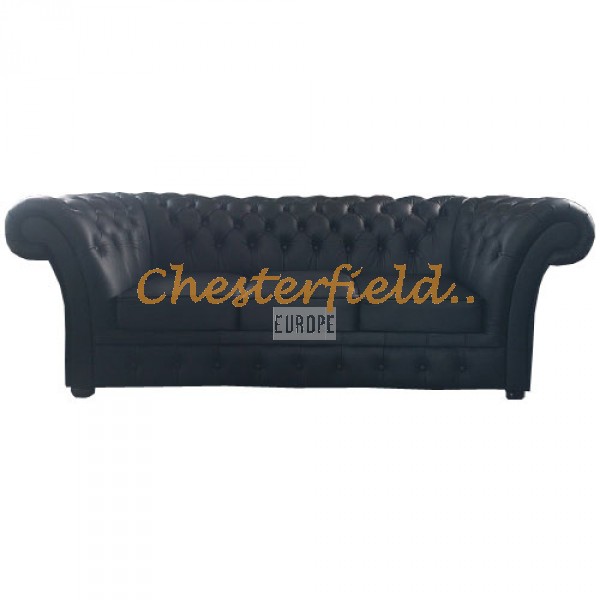 Windchester XL Chesterfield 3 sits soffa (K70) svart i färg helt i äkta skinn