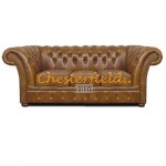 Windchester XL Chesterfield 3 sits soffa (S12) guld i färg helt i äkta skinn