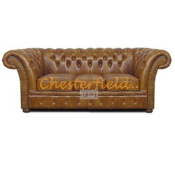 Windchester Chesterfield 3 sits soffa (S12) guld i färg helt i äkta skinn