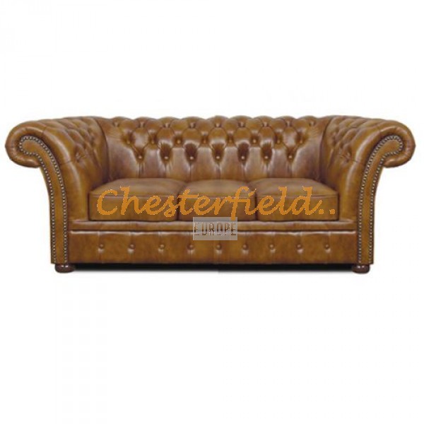 Windchester XL Chesterfield 3 sits soffa (S12) guld i färg helt i äkta skinn