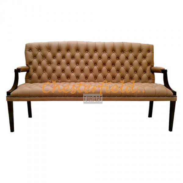 King Chesterfield 3 sits soffa, bänk, cappuchino i färg helt i äkta skinn