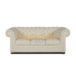 Klassisk XL Chesterfield 3 sits soffa (K2) vanilj i färg helt i äkta skinn