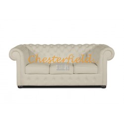 Klassisk Chesterfield 3 sits soffa (K2) vanilj i färg helt i äkta skinn