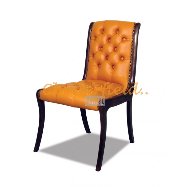 Chesterfield Klassisk stol apelsin i färg (K6) helt i äkta skinn