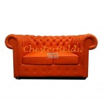 Klassisk XL Chesterfield 2 sits soffa apelsin i färg helt i äkta skinn