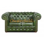 Klassisk XL Chesterfield 2 sits soffa (A8) grön i färg helt i äkta skinn