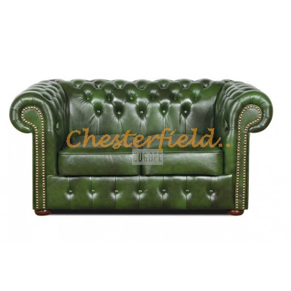 Klassisk Chesterfield 2 sits soffa (A8) grön i färg helt i äkta skinn