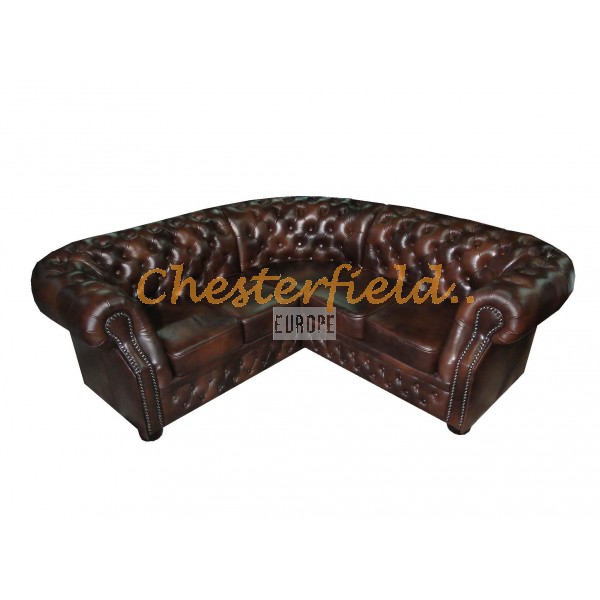 Windsor antikbrun (A5) Chesterfield hörnsoffa med 2 + 2 sits