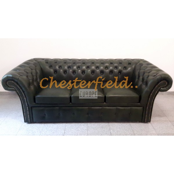 Windchester Chesterfield 3 sits bäddsoffa (A8) grön i färg helt i äkta skinn