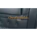 Windchester XL svart Chesterfield fåtölj helt i äkta skinn 