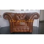 Windchester XL guld Chesterfield fåtölj helt i äkta skinn