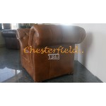 Windchester XL guld Chesterfield fåtölj helt i äkta skinn