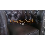 Klassisk Chesterfield 3+1+1 soffgrupp antikbrun (A5)i färg helt i äkta skinn