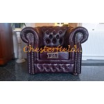 Windsor XL oxblod (A7) Chesterfield fåtölj helt i äkta skinn