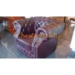 Windsor XL oxblod (A7) Chesterfield fåtölj helt i äkta skinn